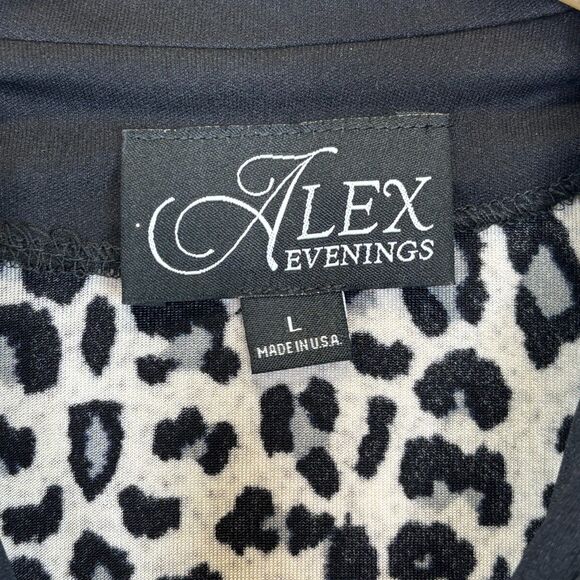 Alex Evenings Shimmer Jacket Animal Print Leopard Mandarin Zip‎ Diamond Pull - Picture 5 of 12
